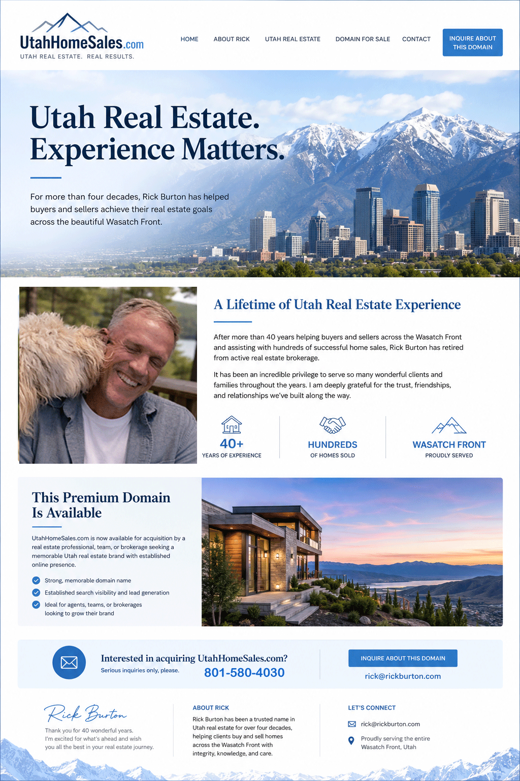 UtahHomeSales.com premium Utah real estate domain available landing page